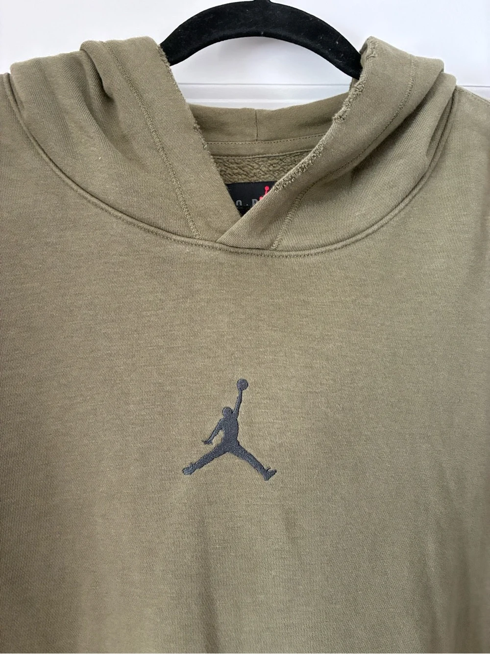 Men Jordan hoodie with graphic text 'WHO SAID MAN WAS NOT MEANT TO FLY?'